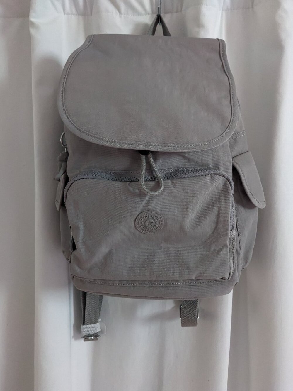 Kipling City Pack Backpack Small Drawstring Gray Pockets